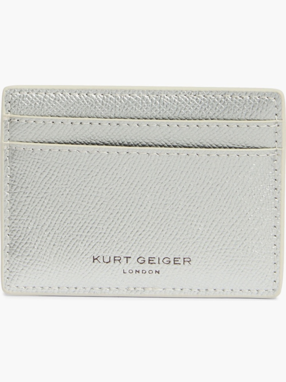 Kurt Geiger Metallic Silver Leather Card Case